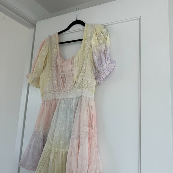 NWT LoveShackFancy Tomasina Mini Dress Tie Dye Multi Embroidered Size Medium - Picture 9 of 11